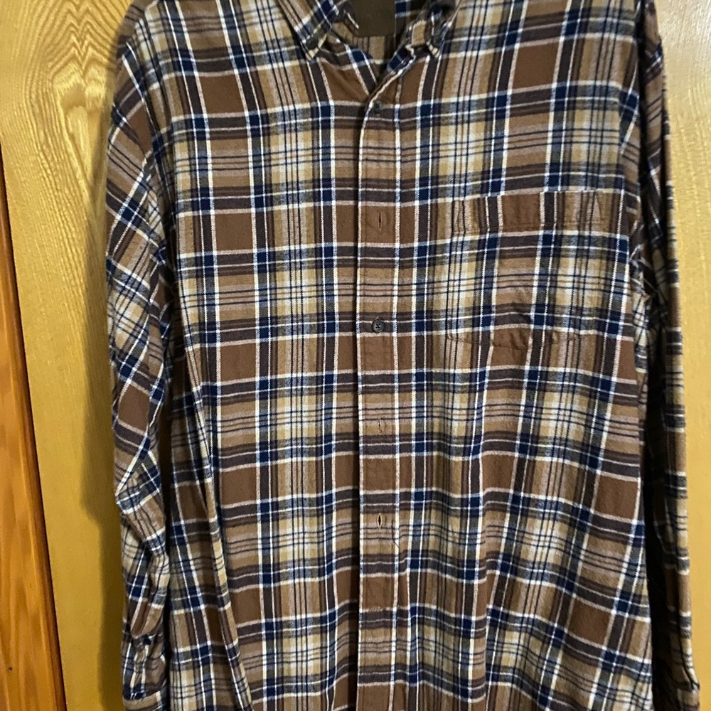 St. John's Bay Brown and Blue Plaid Men's Shirt